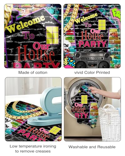 Mocsicka 90s Backdrop Hip Hop 90s House Party Decorations 7x5ft Retro Graffiti Brick Wall Back to 90s Background 1990s Party Banner Decorations Photo Booth Props - size: 7x5ft