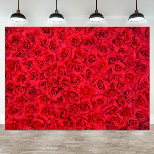 5x4ft Red Rose Backdrop Rose Flower Wall Background for Photography Valentines Day Backdrop Valentines Banner Wedding Bridal Shower Decor Birthday Decoration Mother's Day Photo Booth Prop - color: color 8, size: 5x4ft