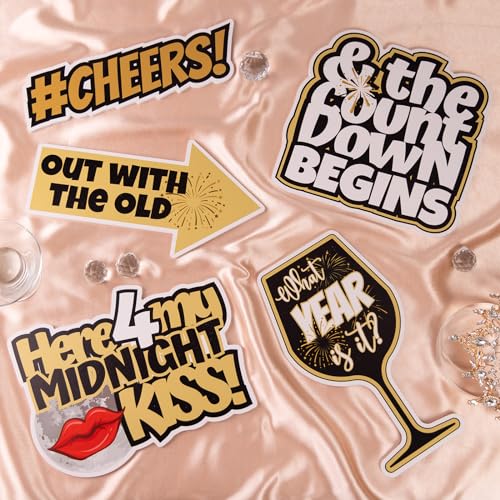 (New Year's) Elevate Your Photo Booth Experience with Our Durable & Waterproof Pack of Signs-Perfect for Weddings, Birthdays, and Photo Booth Businesses - PVC Foamboard Photo - color: New Year's