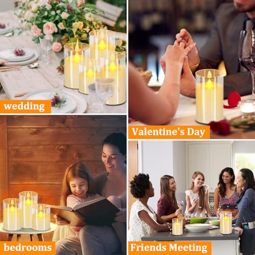 wemarry Flameless Candles 4" 5" 6" Acrylic Glass Pillars 3" Diameter Battery Operated Flickering Candles Include 8-Key Remote with Timer Function 400+ Hours (Pure White, Warm Light 3 Pack) - color: Pure White, size: Warm Light 3 Pack