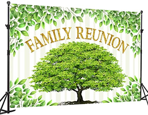 Family Reunion Backdrop, Family Tree Members Theme Photography Background Vinyl 7x5ft Green Tree Family Gather Welcome Party Decorations Supplies Backdrop Rod-Pocket Booth Props, BJLSGU46 - size: 7x5ft