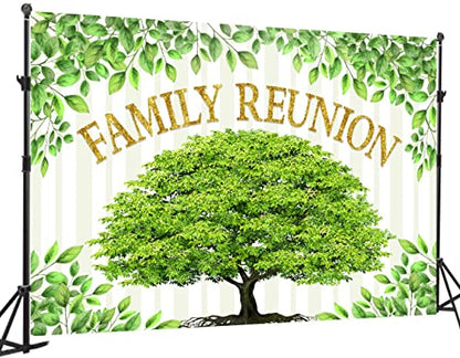Family Reunion Backdrop, Family Tree Members Theme Photography Background Vinyl 7x5ft Green Tree Family Gather Welcome Party Decorations Supplies Backdrop Rod-Pocket Booth Props, BJLSGU46 - size: 7x5ft