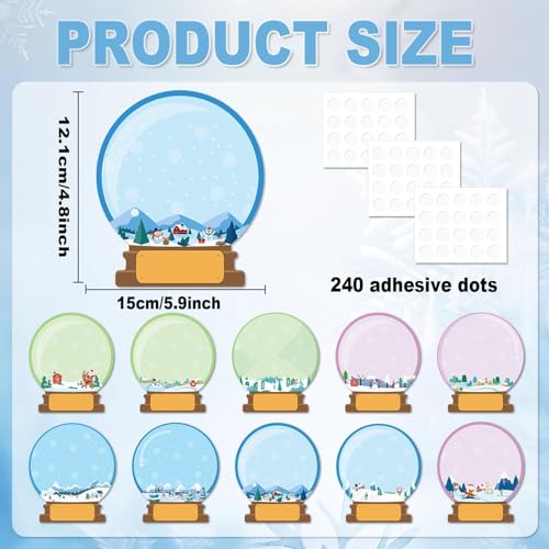 60pcs Winter Theme DIY Cutouts Snow Globe Bulletin Board Decoration Set Christmas Snow Globe Paper Cut-Outs Decor for Winter Holiday DIY Photo Craft Xmas Party School Classroom Wall Door Supplies - style: Snow Globe