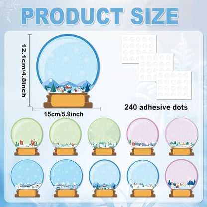 60pcs Winter Theme DIY Cutouts Snow Globe Bulletin Board Decoration Set Christmas Snow Globe Paper Cut-Outs Decor for Winter Holiday DIY Photo Craft Xmas Party School Classroom Wall Door Supplies - style: Snow Globe