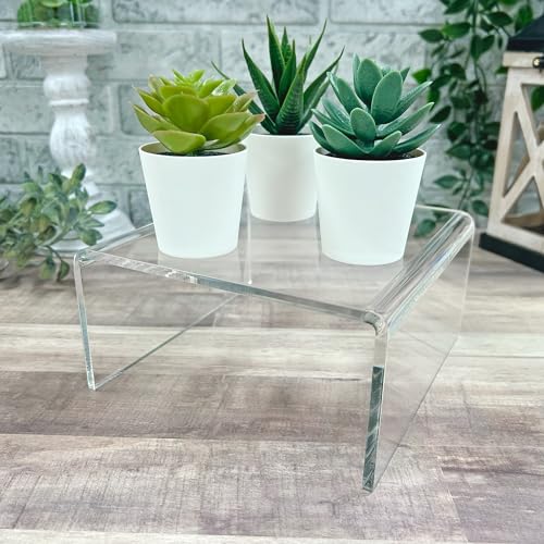 Plymor Clear Acrylic Short Square Display Riser, 3.5" H x 7" W x 7" D (1/4" thick) - size: 3.5" x 7" x 7"