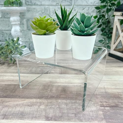 Plymor Clear Acrylic Short Square Display Riser, 3.5" H x 7" W x 7" D (1/4" thick) - size: 3.5" x 7" x 7"