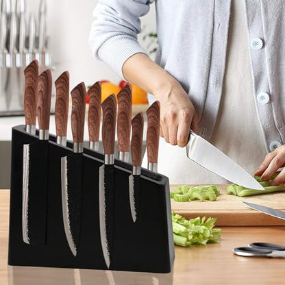Resafy Magnetic Knife Wooden Block Knife Display Holder Rack Double Side Magnetic Stands with Strong Enhanced Magnets Kinves Strip Magnetic Knife Holder - color: Black