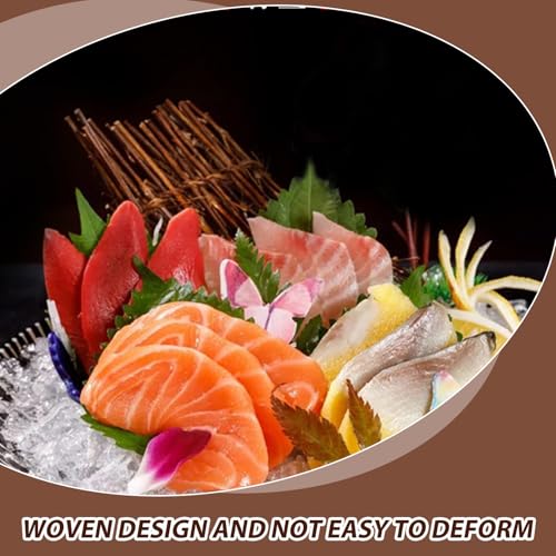 Fence Sushi Plate Decor 3pcs Handmade Woven Japanese Sashimi Decoration 11x23cm for Sushi Presentation and Food Photography