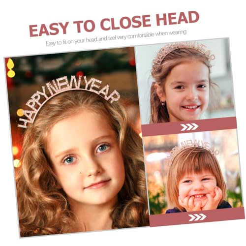 Gatuida 2pcs New Year Headbands for Women with Rhinestone Glitter, Silver and Rose Gold Colors, Spring Festival Party Hair Accessories, Photo Prop Hairbands