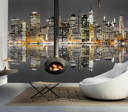 Cliouar-Aerial View of Manhattan, New York City Mural Wallpaper Peel and Stick 90" x 67" - color: No.10, size: 90" x 67"