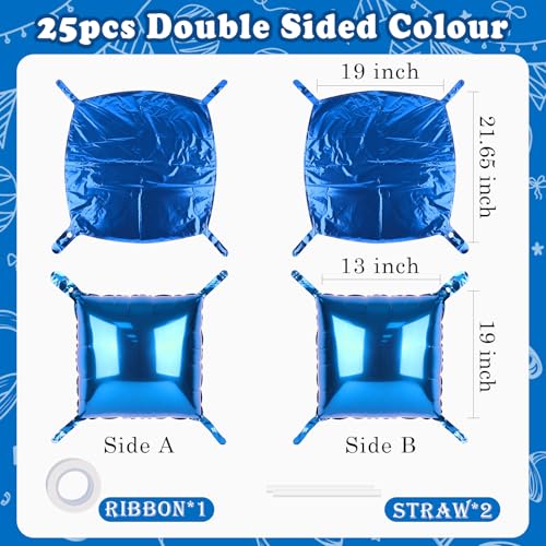 25PCS Dark Blue Square Foil Balloon Wall Backdrop Double Sided Dark Blue Square Sided Balloon Tunnel Kit for Birthday Graduation Party Wedding Anniversary and Baby Shower Decoration - color: Dark Blue