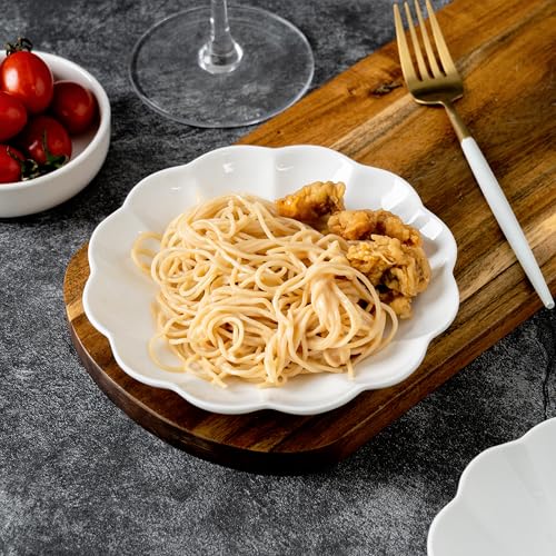 White Small Dessert Plates Set of 4,Ceramic Dinner Plates 6 Inch for Appetizer, Fruits, Cake, Salad,Microwave Safe,Christmas Gift - color: White-1
