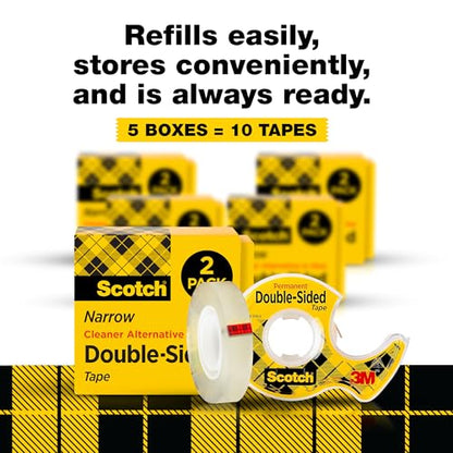 Scotch Double Sided Tape, Permanent Photo-Safe Adhesive, Clear, 1/2 inch x 500 inches per Roll, 10 Rolls (5 Packs of 2) – Scrapbooking, Crafts and Office Supplies - size: 10 Rolls