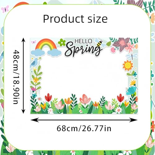 Hello Spring Party Photo Booth Props Kit- 25 Pcs Spring Photo Booth Props with 1 Paper Photo Frame for Spring Summer Easter Flower Themed Birthday Party Decorations