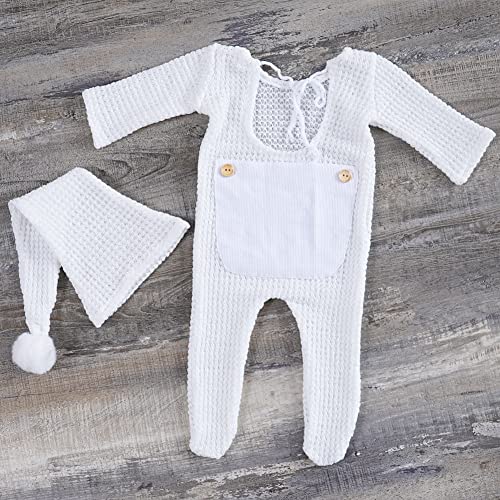 Zeroest Newborn Photography Props Boy Outfits Baby Photo Props Outfit Newborn Boy Photo Shoot Hat Set (Cream) - color: Cream