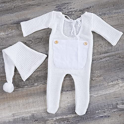 Zeroest Newborn Photography Props Boy Outfits Baby Photo Props Outfit Newborn Boy Photo Shoot Hat Set (Cream) - color: Cream