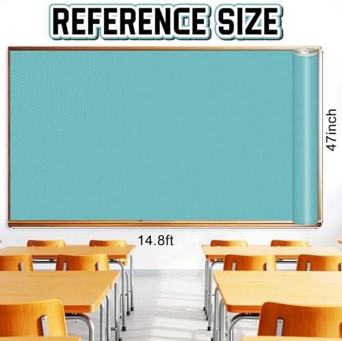 Inkspire Light Turquoise Bulletin Board Paper Roll,14.8FTx47IN Large Reusable Waterproof Erasable Classroom Wall Background Backdrop Paper,Fade-Resistant Fabric Wrapping School Decors Teacher Supplies - color: Light Turquoise