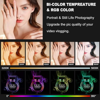 GVM RGB LED Video Light, 800D Studio Light with APP Control Lighting Kit Photography Light 1 Pack with 8 Kinds Scene Lights, 3200-5600K CRI 97 LED Panel Light for YouTube Studio, Video, Portrait - size: 1 pack