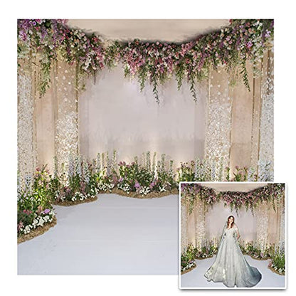 7x7ft Wedding Backdrop for Cradle Ceremony Background for Proposal Flowers Curtain Wedding Ceremony Banner Bridal Shower Background Mother's Day Floral Marriage Backdrop - size: 7x7ft