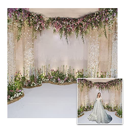 Vinyl 8x8ft Backdrop, Wedding, Floral Design, Ideal for Photography, Parties, Decorations - size: 8x8ft