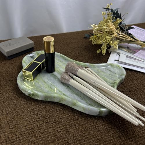 Natural Marble Decorative Tray, Cloud Shape, Modern Style, Polished Finish, Bathroom Kitchen Counter Vanity Organizer (Green-Marble-Diagonal) - color: Green (Marble-diagonal)