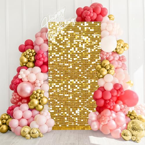 3FTx4FT Gold Shimmer Wall Backdrop Panels for Party Sequin Backdrop Sparkly Disco Backround for Bridal Shower Balloons Photograph Graduation Decorations 2025 - color: Gold, size: 3ftx4ft