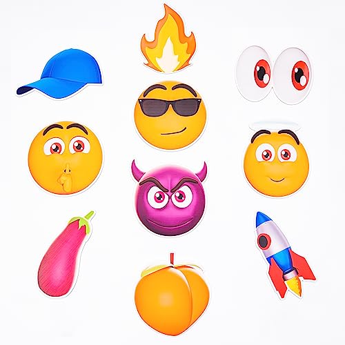 (Moji Pack) Elevate Your Photo Booth Experience with Durable & Waterproof Photo Booth Props - Perfect for Weddings, Birthdays, & Photo Booth Businesses - PVC Foamboard Photo Props -10 Pieces per Set - color: Emoji Pack
