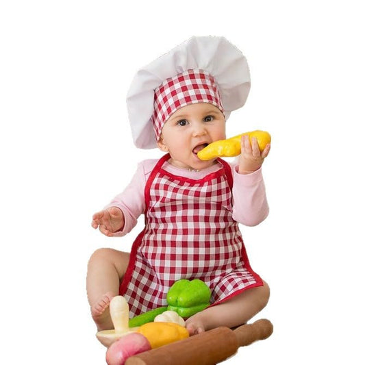 Baby Chef Outfit Apron And Chef Hat Set, Baby Photoshoot Props Boy Newborn Photography Costume Infant Bakery Outfits - color: Red Unisex