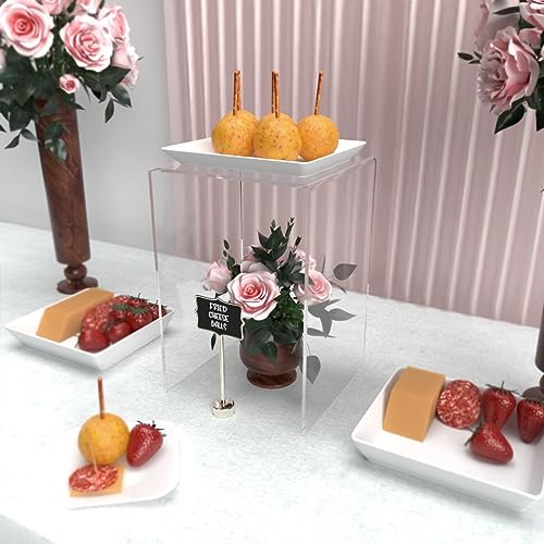 Marketing Holders 4 Pack Clear Acrylic Riser Display Stand 8" x 8" x 12" Merchandise Showcase One Piece Fixture Retail Stores and Boutiques Throne Tabletop Platform - size: 8"W x 8"D x 12"H
