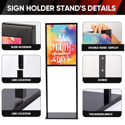 Sign Holder Stand, heavy Duty Pedestal poster stand for display,22×28 inch slide-in double sided banner poster sign holder floor stand for indoor Display (22×28)