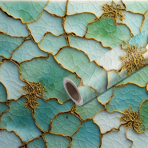 Nuxovilar Green Mosaic Hexagon Textured Peel and Stick Wallpaper, 15.75"x39.37", Self-Adhesive Contact Paper, Artistic Tile-Look Design for Bedroom, Living Room and Table Decor - color: YFW07435