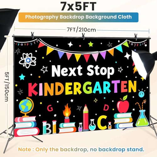 5x7ft Photography Backdrop Next Stop Kindergarten Colored Graduation Back to School Photo Backdrop Photography Background for Photoshoot Portrait Video Party Photo Studio Prop Booth - color: Color2