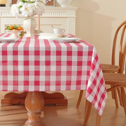 Gingham Tablecloth Rectangle Table Cloth Heavy Duty Cotton Checkered Table Cover Buffalo Plaid Tablecloths for Spring Picnic Kitchen Dining, Red and White,55 * 55 inch - color: Red, size: 55" x 55" (Square)