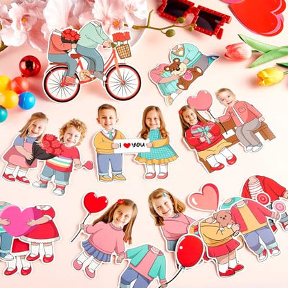 60pcs Valentine's Day Theme DIY Cutouts Couple Bulletin Board Decoration Set Couple Paper Cut-Outs Classroom Decor for Valentines Classroom DIY Photo Craft Party School Wall Door Supplies - style: Valentine's Day Couple