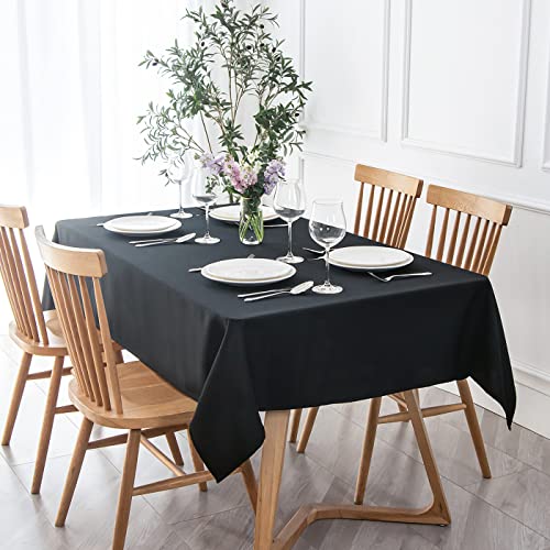 maxmill Jacquard Square Tablecloth Waterproof Spillproof Wrinkle Resistant Soft Textured Table Cloth for Dinner and Party Washable Polyester Fabric, Indoor and Outdoor Use, 60 x 60 Inch, Black - color: Nova Black, size: 60" x 60" (Square)