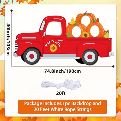 Thanksgiving Photo Prop Photography Pumpkin Photo Backdrop Banner Fall Harvest Party Decoration Truck Background for Autumn Festival Friend Giving Birthday Party Favors Supplies(40 x 74.8 Inch)