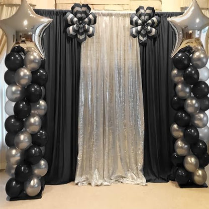 Black Backdrop Curtain 2 Panels-Wrinkle-Free Black Curtains Polyester Photography Drapes for Wedding Birthday Party Photo Background Backdrop Stand- 8 X10FT - color: Black, size: W4' X H10'(2 Panels)