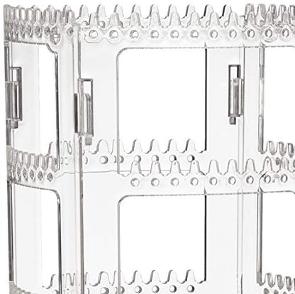 Sooyee 360 Rotating Earring Holder and Jewelry Organizer, 4 Tiers Jewelry Rack Display Classic Stand, 156 Holes and 160 Grooves for Necklaces Earrings Piercings, Clear - color: Clear