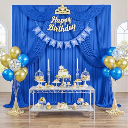 10ftx12ft Wrinkle Free Royal Blue Backdrop Curtain, 2 Panels 12FT Height Royal Blue Wedding Backdrop Drapes, Silky Polyester Back Drop Cloth for Birthday Photography Background Party Backdrop Draping - color: Royal blue, size: W5' x H12'(2 panels)