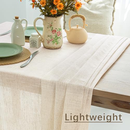 Natural Linen Textured Square Tablecloth, Slubby Lightweight Table Cloth 52 x 52 Inch, Water Resistant Stain Resistant Farmhouse Burlap Table Cover for Kitchen Dining Room - color: Natural, size: 52" X 52" (Square)