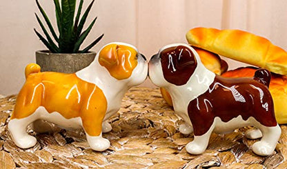 Ebros Gift "English Muscle" Fawn And Chocolate Bulldogs Salt And Pepper Shakers Ceramic Magnetic Figurine Set Bulldog Dogs Animal Accent Decors