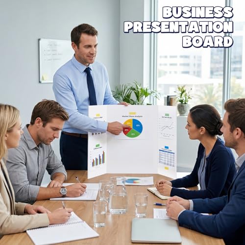 AKONEGE 3 Pack White Trifold Poster Board 24" x 16" Foam Core, Small Tri Fold Foam Poster Boards for Presentations, Science Fair Display, Photo Display, Office & School Projects, Event Exhibitions - size: 24" x 16"