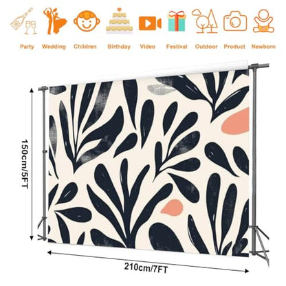 Photography Backdrop Photography Background Hand Drawn Minimal Abstract Organic Shapes Collage Contemporary Print for Photoshoot Portrait Photo Studio Video Prop Birthday Party Booth Decoration 7x5ft