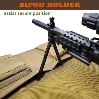 Extra Large Shooting Mat, Thickened Cotton Roll Up Padding with 2 Zipper Pockets & Molle Webbings & Bipod Holder, Non-Slip Waterproof Foldable Pad Blanket for Long Range Shooting Hunting
