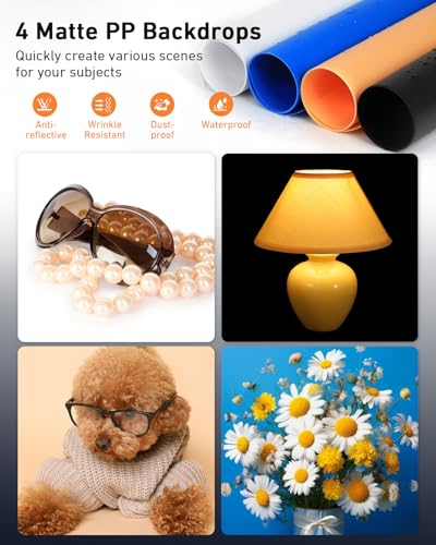 DUCLUS Light Box Photography 39×39 inch, 210 LED Large Photo Light Box with 3 Stepless Dimming Light Panels & 4 Matte PP Backdrops, Professional Photo Background Shooting Tent for Product Photography - size: 39*39 inch