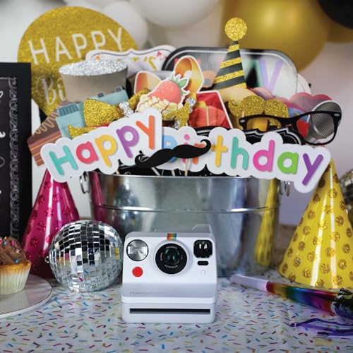 Birthday Photo Booth Props - 41-pc Kit with 8 x 10-Inch Sign, 60 Adhesive Pads, 45 Sticks
