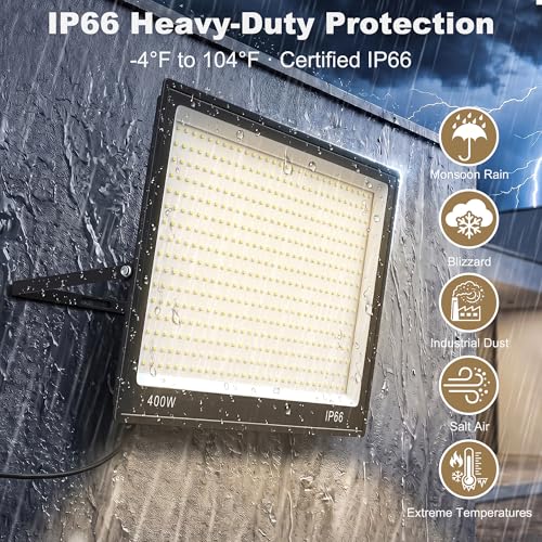 XXBSAZ 500W LED Flood Light 75000LM, Commercial Outdoor Stadium Light, IP66 Waterproof, High Mast Parking Lot Lighting, 5000K Daylight, AC85-277V