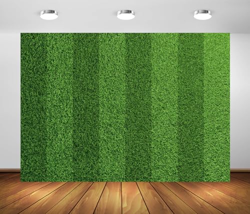 BELECO 10x8ft Fabric Green Grass Lawn Backdrop Football Stadium Soccer Field Sports Game Lawn Background for Party Decorations Photo Studio Props - size: 10x8FT