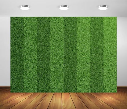 BELECO 12x10ft Fabric Green Grass Lawn Backdrop Football Stadium Soccer Field Sports Game Lawn Background for Party Decorations Photo Studio Props - size: 12x10FT