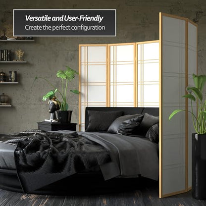 Red Lantern 6 ft. Tall Double Cross Shoji Screen - Natural - 4 Panels - color: Natural, size: 4 Panel